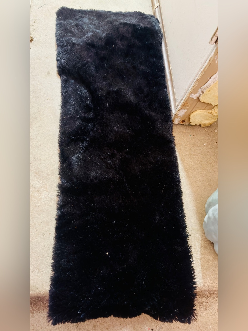 Black Faux Fur Runner Rug - Home Accents